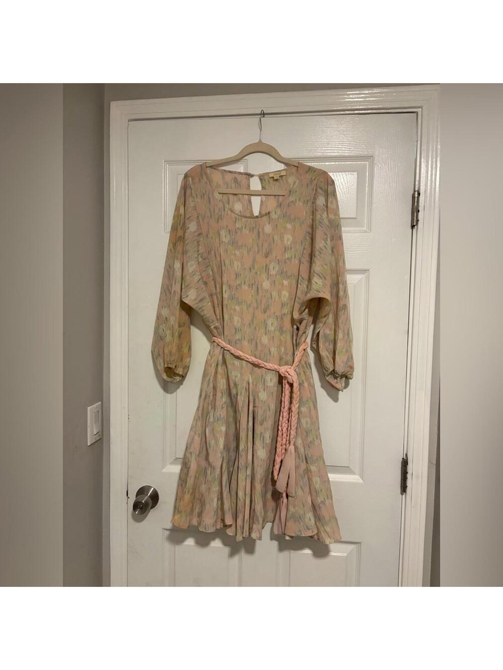 Oddi 3XL Pastel Patterned Dress with Belt